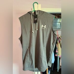 Under Armour Rival Terry Sleeveless Hoodie. Mens Large. With Pockets. NWT